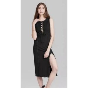 NEW Wild Fable Sleeveless Lace Up Black Knit Dress